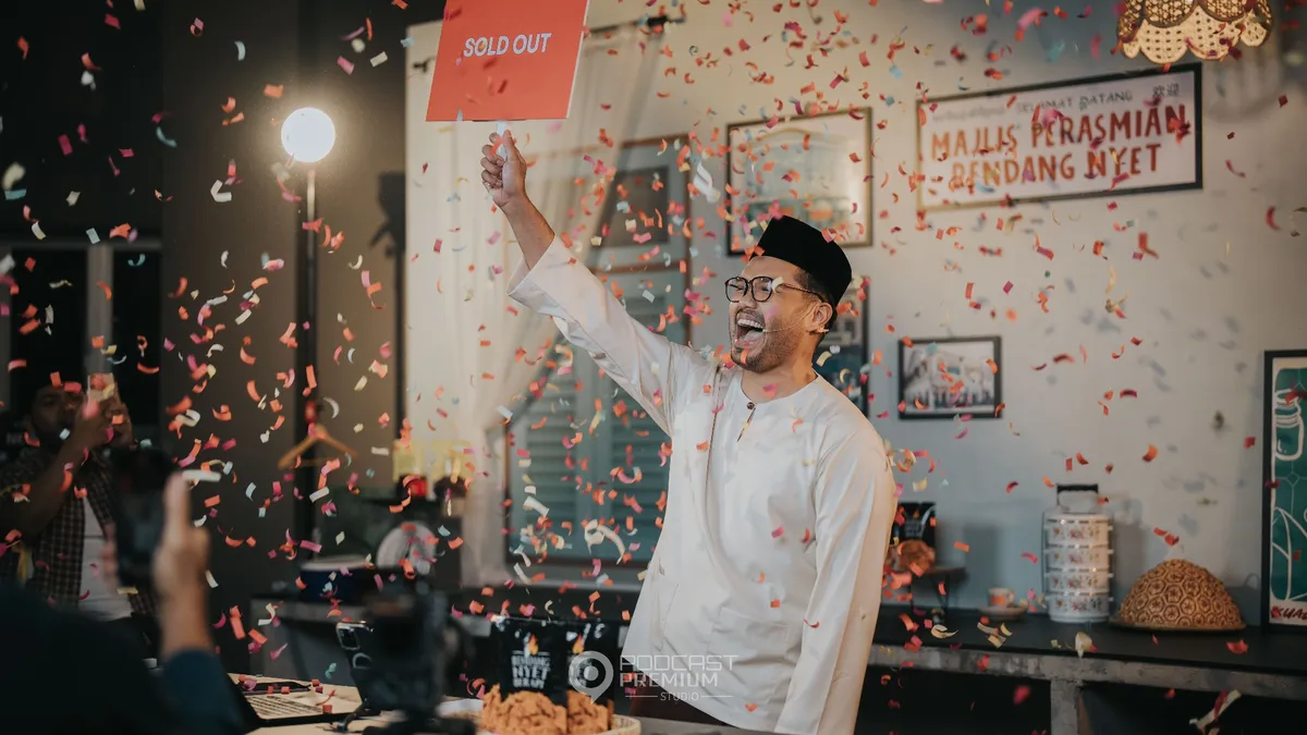 Sold out celebration with confetti