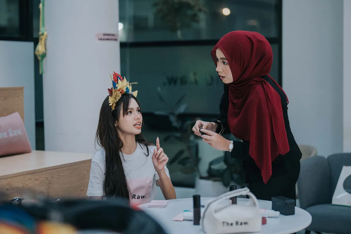 Behind the scenes makeup preparation
